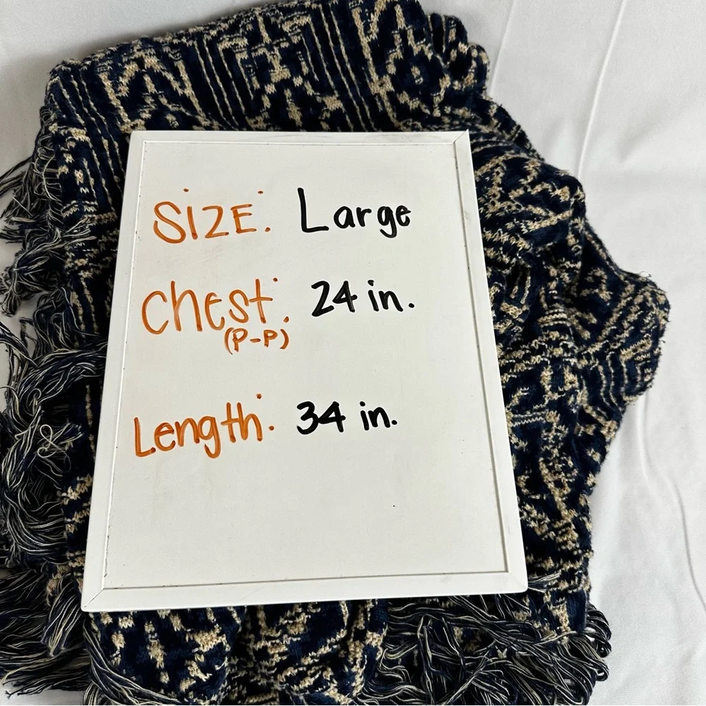 Ralph Lauren Women's Jacquard Nautical Blue Fringe Cardigan/Jacket- Size Large - Picture 13 of 13